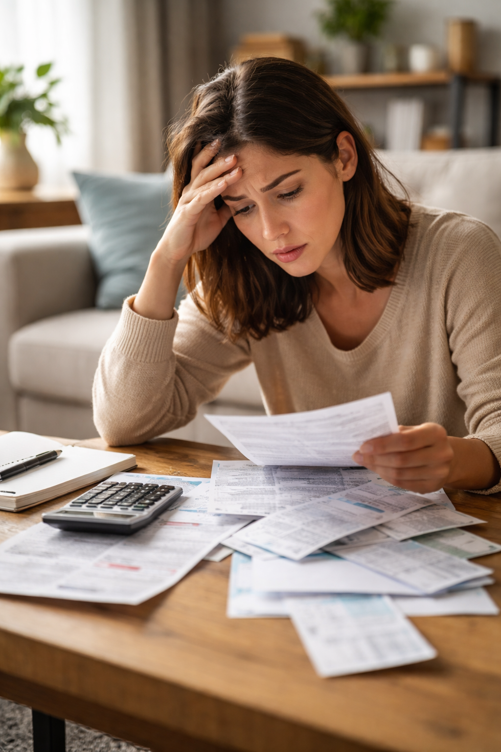 Pessoa preocupada com finanças